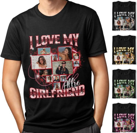 mostprints Personalized I Love My Girlfriend Boyfriend Shirt, I Love My Girlfriend Tee with Custom Photo, Couples Shirts