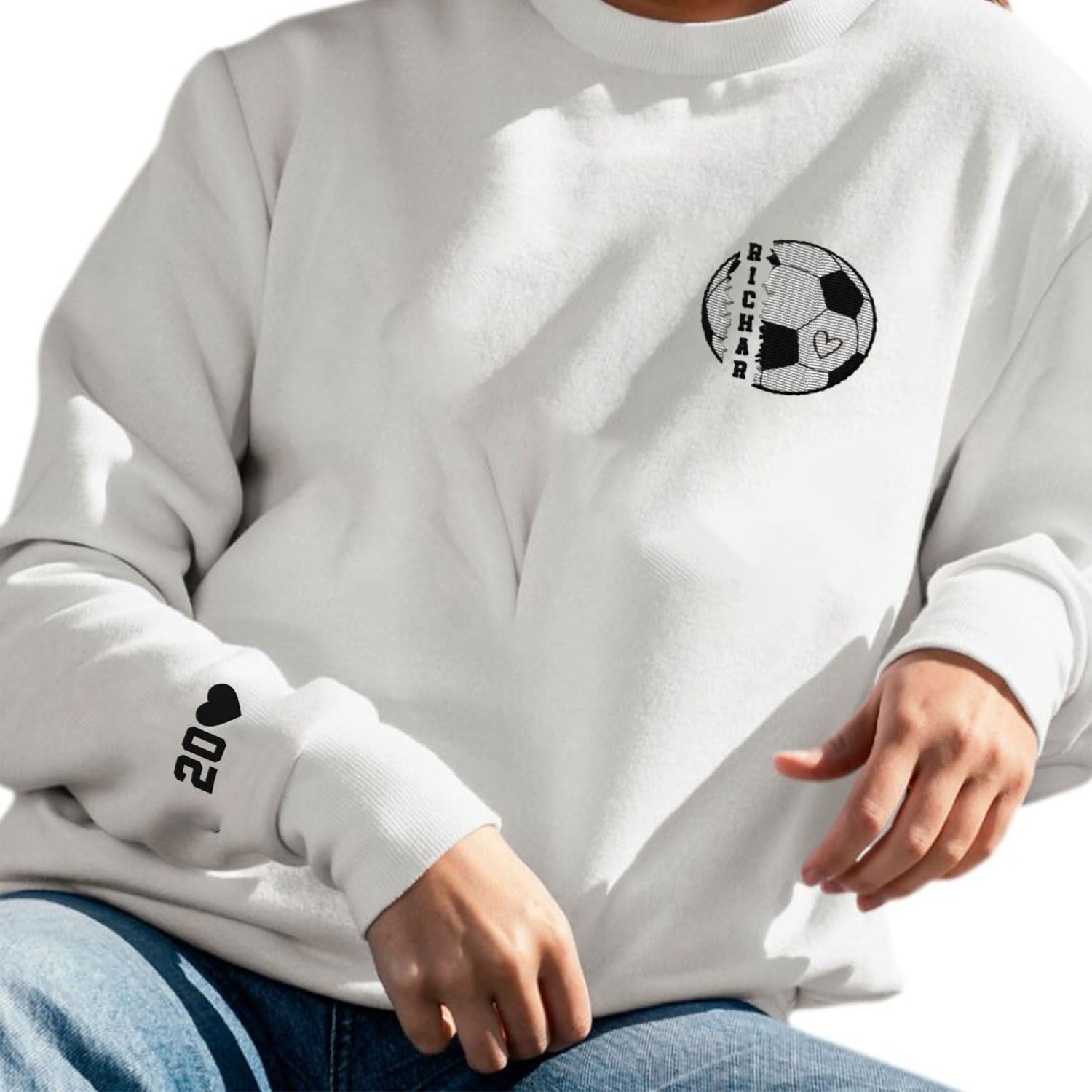 Intenprints Personalized Soccer Embroidered Sweatshirts, Soccer Shirt for Women and Men, Game Day Soccer, Soccer Team
