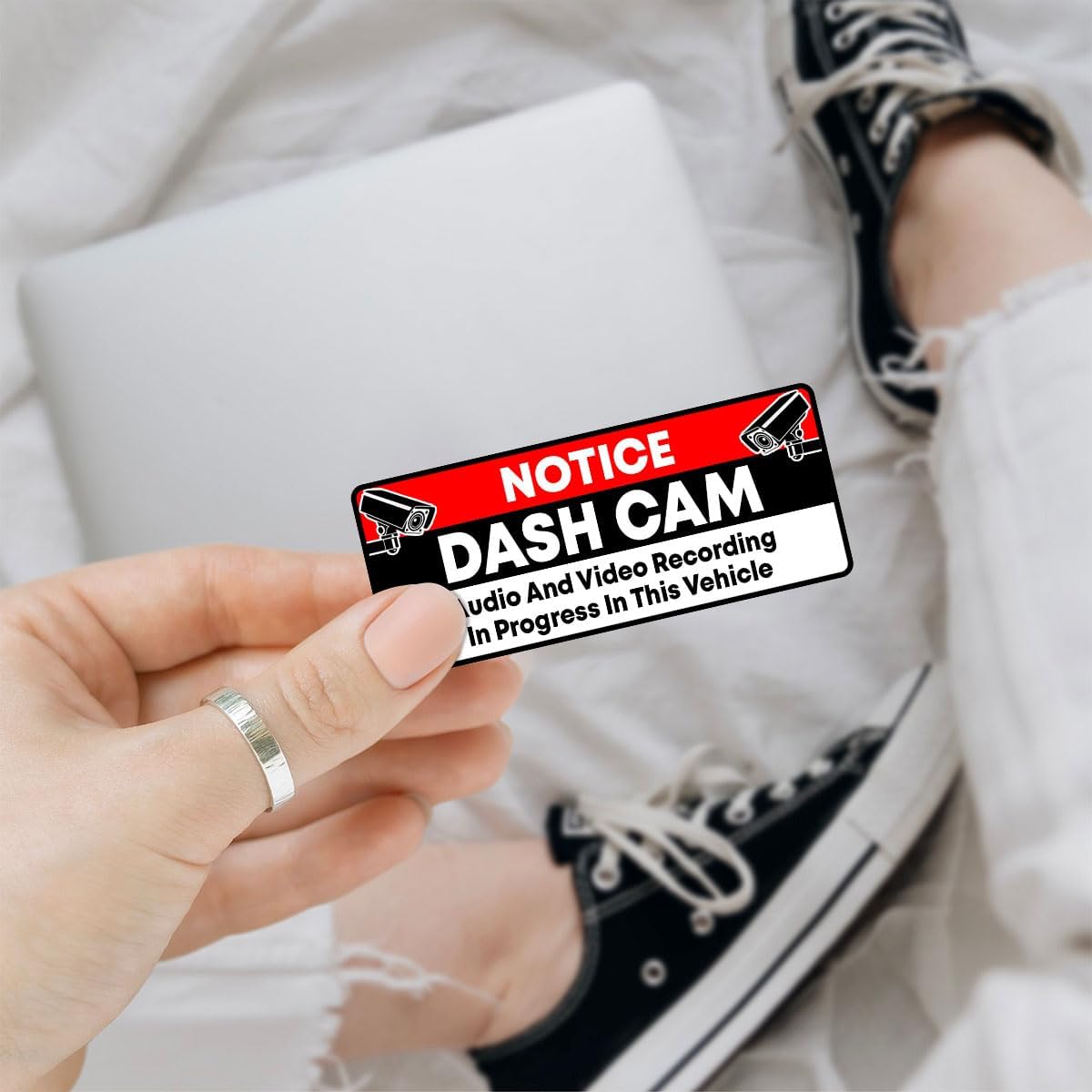 (3pcs) Dash Cam Sticker Dash Cam Recording Sticker, Audio and Video Recording - Stickers for Laptop Water Bottle Phone Car Window Helmet Vinyl Stickers 3 inches (Red)