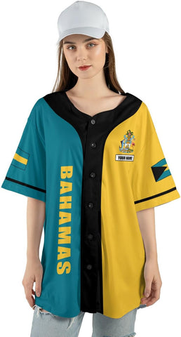 Personalized Bahamas Baseball Jersey Shirt Bahamas Pride Flag Bahamian Jersey Soccer for Men and Women