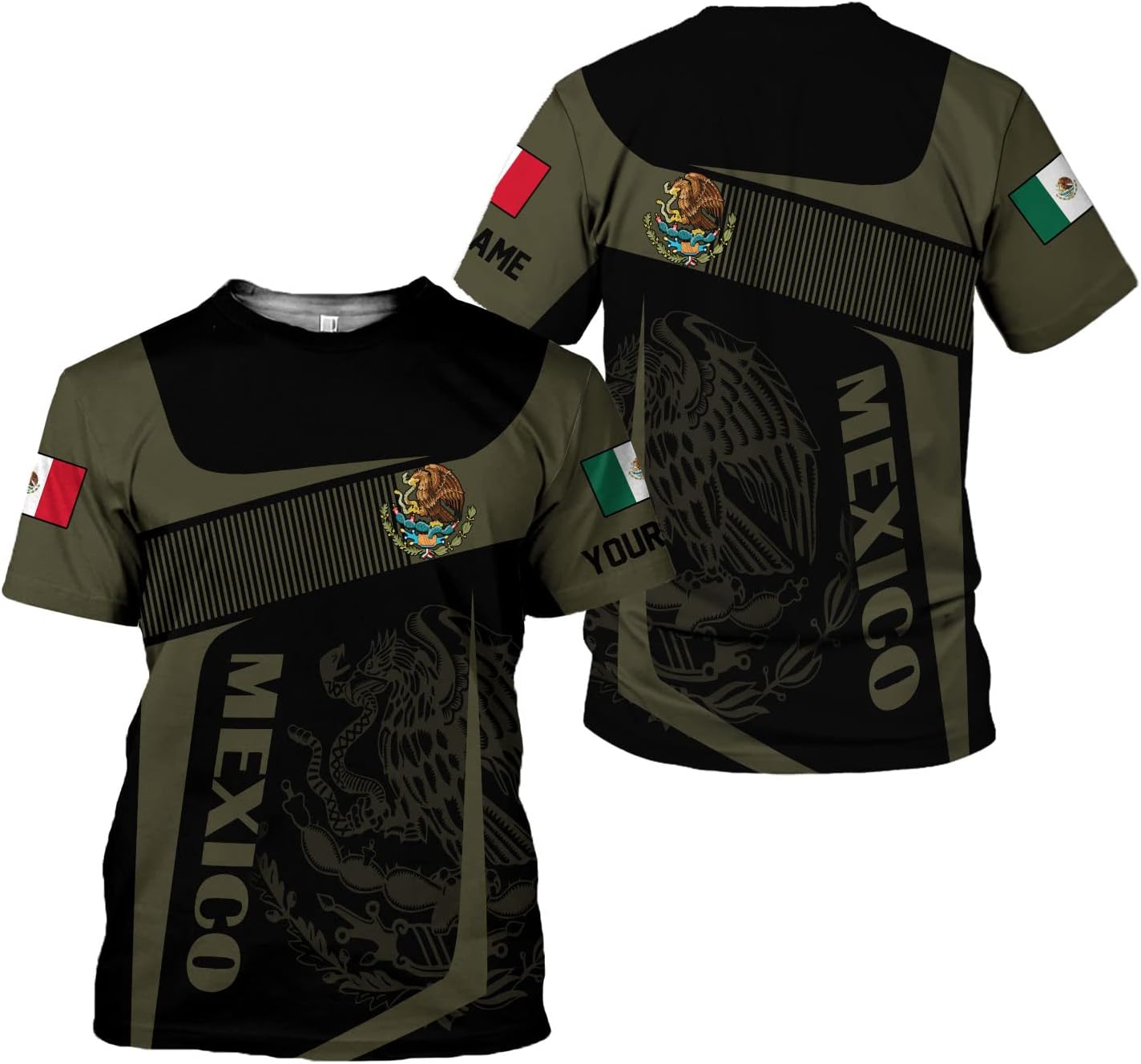 Personalized Name Mexican Shirts for Men, Customized Mexico Shirts for Men, Mexico Shirts for Women Mexico Shirt Eagle Flag