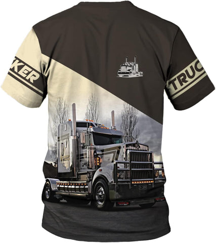 Personalized Trucker Shirt Custom US Flag Truck Driver T-Shirt Funny Trucker Gift 3D Hoodie for Men & Women Trucking Diesel