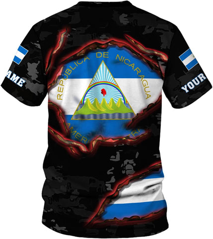 Mostprints Personalized Nicaragua Shirt 3D, Nicaragua Flag Shirts, Nicaraguan Camisas T-Shirt, Unisex Shirts for Men Women