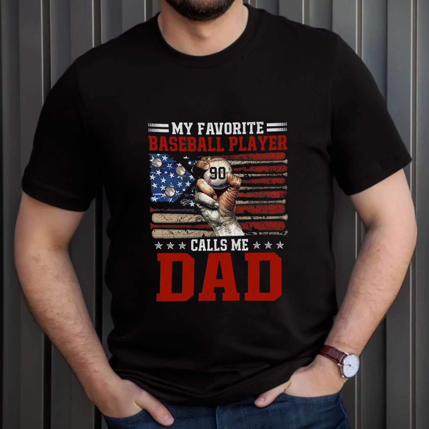 Personalized Baseball Dad Shirt, Custom Dad Baseball T-Shirt, Baseball Dad Gifts, Baseball Lover Gift, Dad's Birthday Present