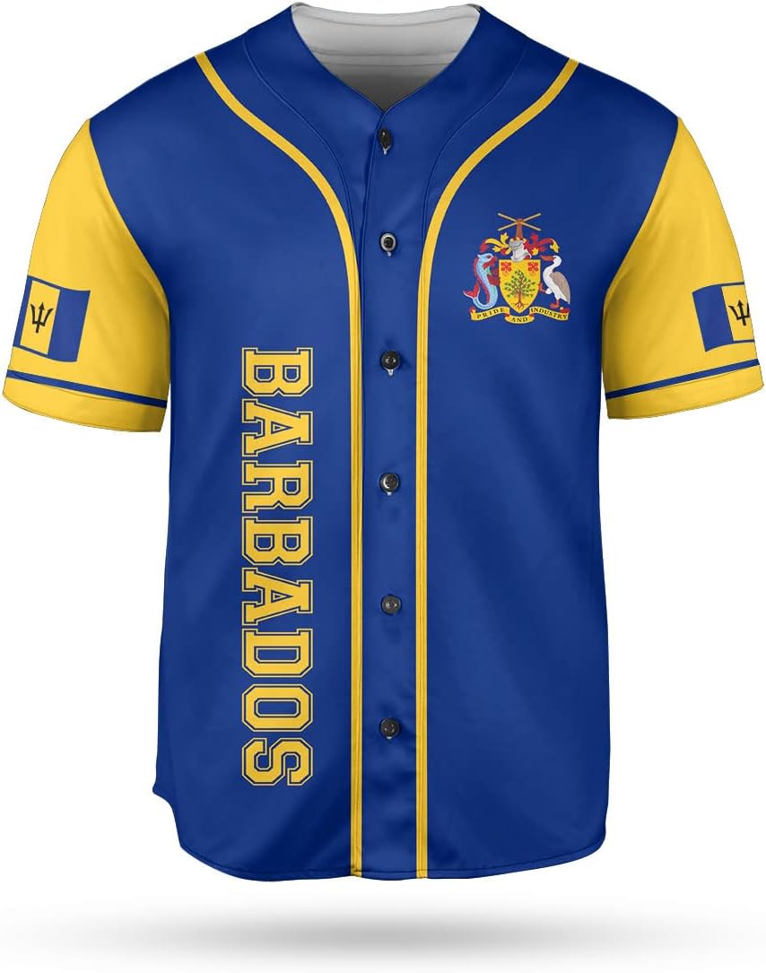 Podagree Personalized Barbados Baseball Jersey Shirt, Bajan Flag Jersey, Barbados Jersey for Men and Women Jersey Bajan