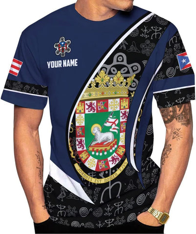 Personalized Name Puerto Rico T-Shirt 3D, Puerto Rico Shirt for Men Women, Puerto Rico Flag T Shirt All Over Printing S-5XL
