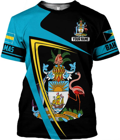 Personalized Bahamas Shirt 3D Custom Bahamas Flag Shirt for Men and Women Bahamas Pride Shirt