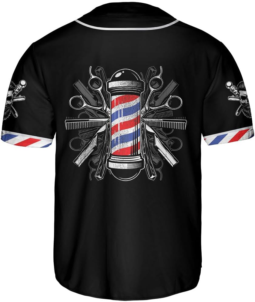 Personalized Barber Shop Baseball Jersey, Hairdresser Jersey, Barber Tools Hat