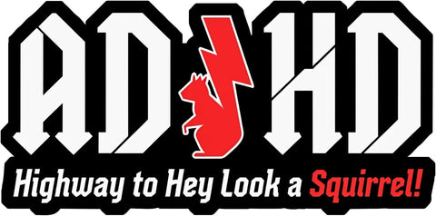 (3 Pcs) ADHD Stickers - AD/HD Highway to Hey Look a Squirrel, Funny 5 Inch Vinyl Truck Decals for Windows, Cars, Trucks, Laptops, Water Bottles - Squirrel Sticker, Funny Window Stickers