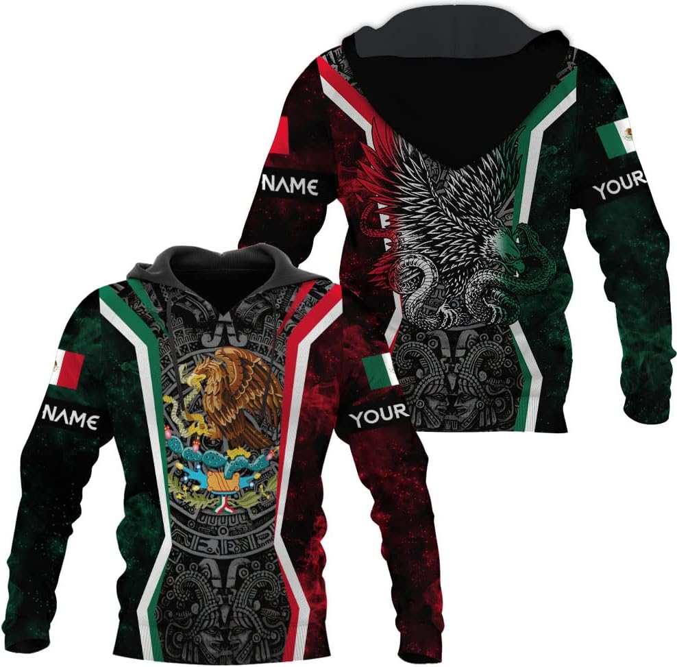 Personalized Name Mexican Hoodie 3D, Customized Mexican Hoodies for Men, Unisex Mexico Hoodie, Mexico Hoodies for Men 2