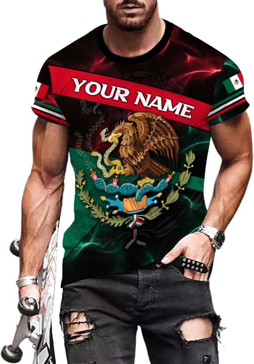 Mostprints Personalized Name Mexican Shirts for Men 3D, Customized Mexico Shirts for Men, Mexico Shirts for Women Mexico Shirt