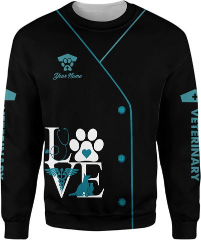 Suseaz Personalized Vet Tech Shirts for Veterinarian, Veterinary Medicine Technician Men Women Shirt, Paw Dog Cat Animal Love