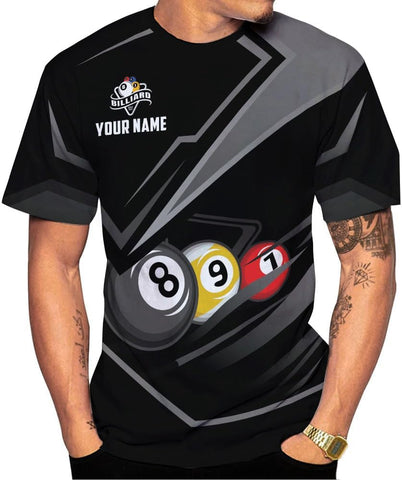 AOVL Personalized Billiard Shirts 3D Billiard Shirt Custom Billiard Flag Shirt Men's Pool Billiards Shirt 8 Ball Men Women