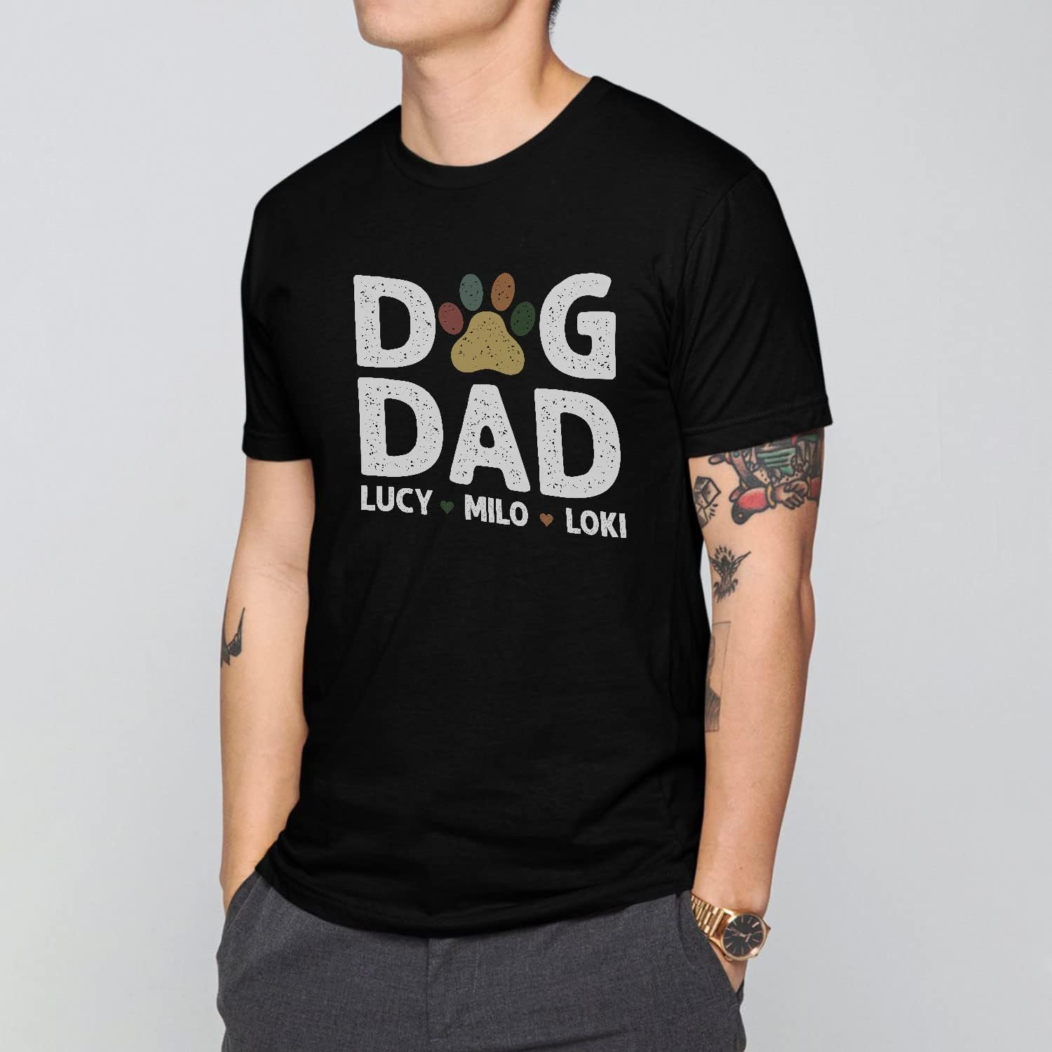 Personalized Dog Dad Shirts for Men, Best Dog Dad Ever Tshirt Gifts Fathers Day, Custom Funny Dogfather T-Shirt (TS19)