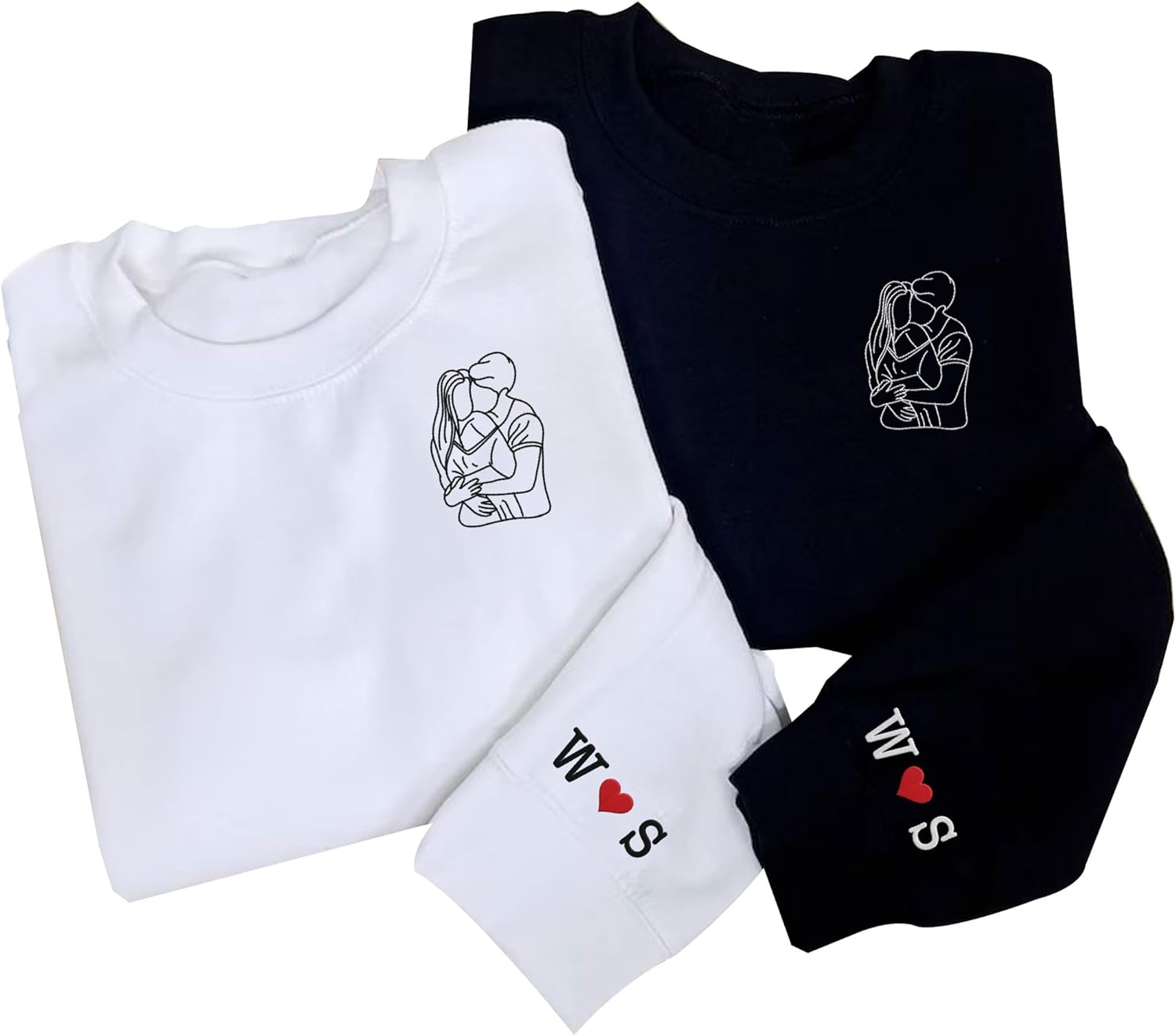 Leeprints Personalized Couple Embroidered Sweatshirt, Roman Numeral Anniversary For Couples Matching Gifts With Initial Heart