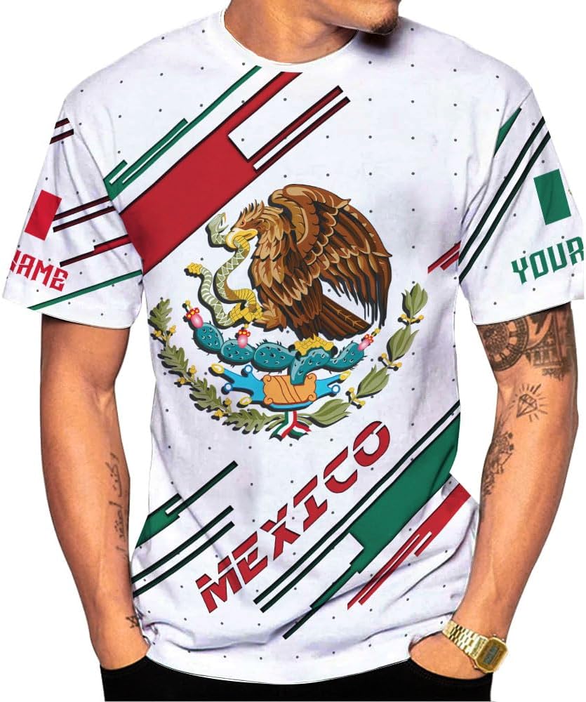 Podagree Personalized Name Mexican Shirts for Men 3D, Customized Mexico Shirts for Men, Mexico Shirts for Women Mexico Shirt