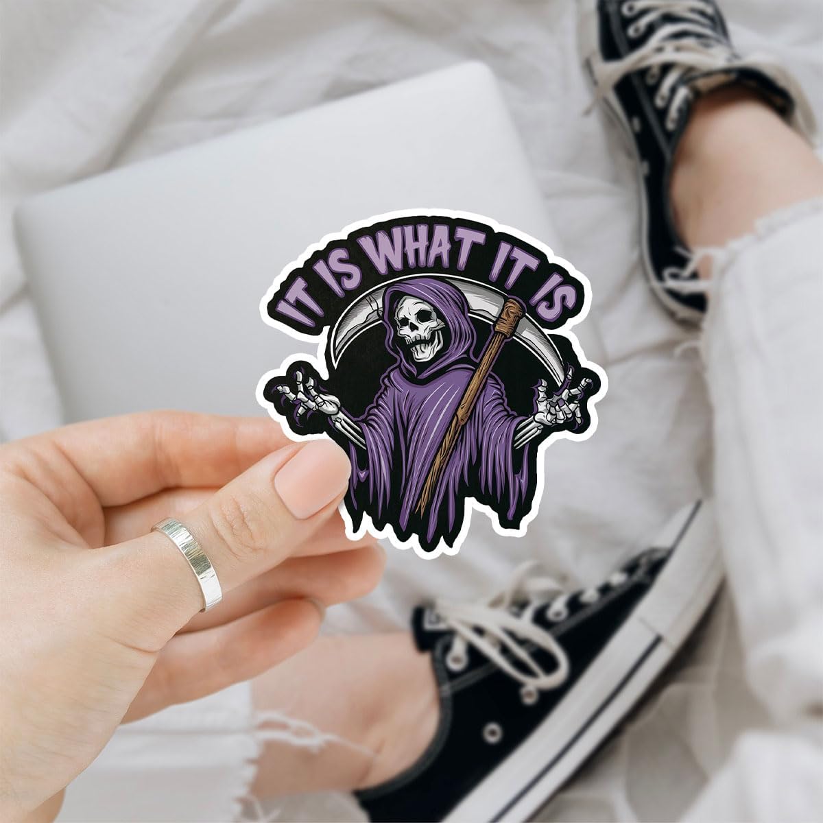 (3Pcs) It is What it is Decal, Skull Bumper Stickers for Cars, it is What it is Bumper Sticker Vinyl, Skull Coming Sticker Decal Vinyl - Stickers for Laptop Water Bottle Phone Car Window Helmet 3"