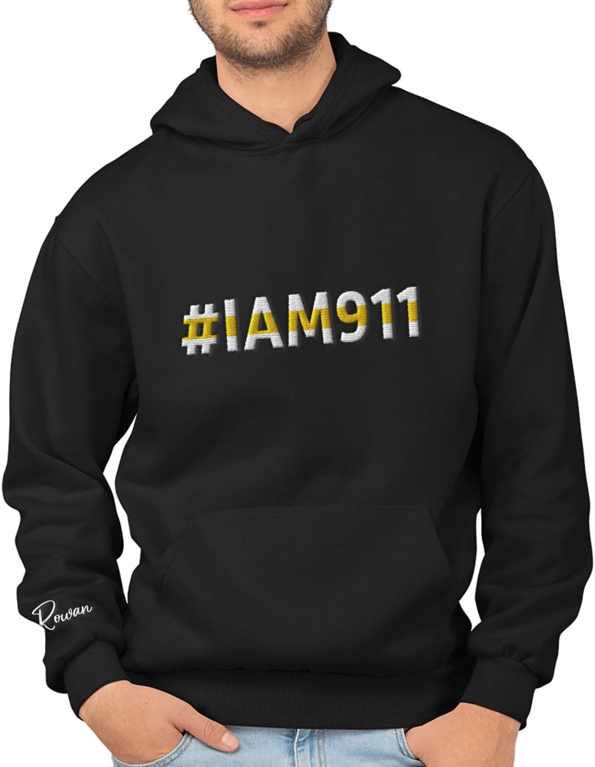 Leeprints Personalized Embroidered Dispatcher 911 Sweatshirt, Pulse Dispatch Embroider Hoodie, Thin Gold Line 911