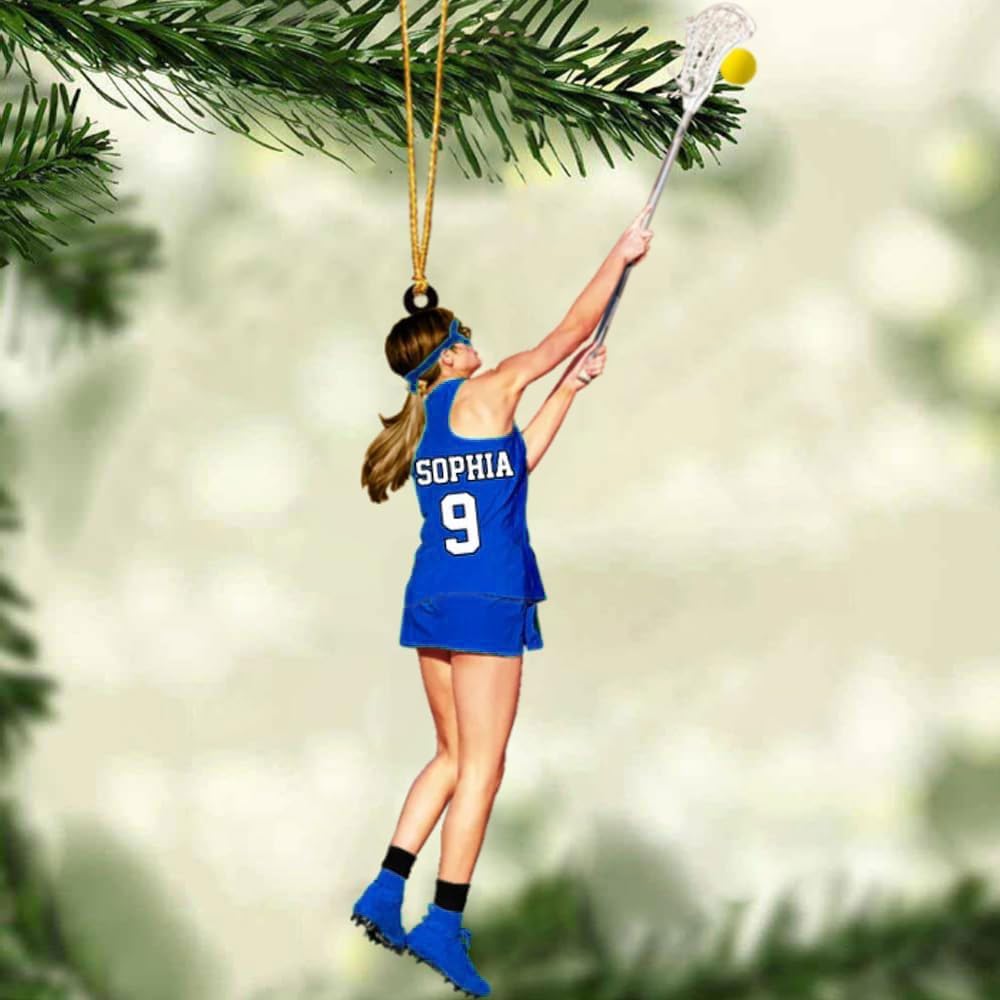 HomeDesign Personalized Lacrosse Ornament, Lacrosse Amor Shape Flat Ornament, Lacrosse Helmet Ornaments, Gifts for Lacrosse Lovers, Lacrosse Players, Lacrosse Christmas Ornament (LA 8)