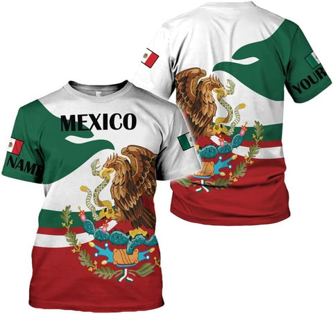 Personalized Eagle Mexico Tshirt, Shirt De Mexico Flag, Gifts for Men Mexico, Mexican T-Shirts for Men Women S_5XL