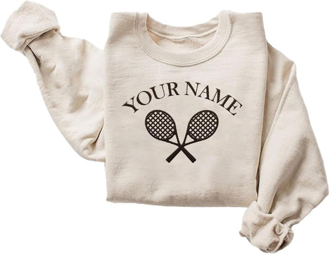 MAPrints Personalized Tennis Sweatshirt, Heartbeat Embroidery, Sport Gift