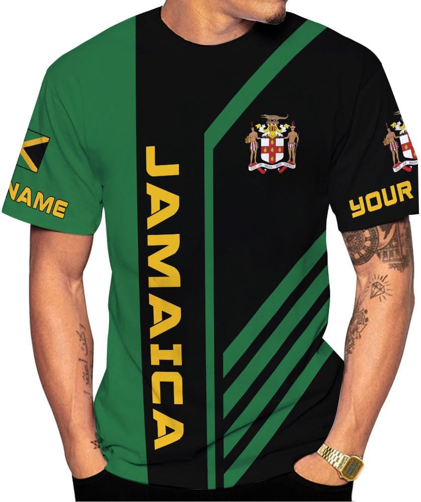MoonArt Personalized Jamaica Shirt Custom Jamaica Flag Lion Hoodie for Men and Women, Jamaican Pride T-Shirt, Jamaicana
