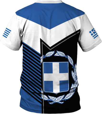 Suseaz Personalized Greece Hoodie Greek Coat of Arms Flag Grecian 3D Sweatshirt Greece Zip Hoodie Grecian Pride Gift Shirt