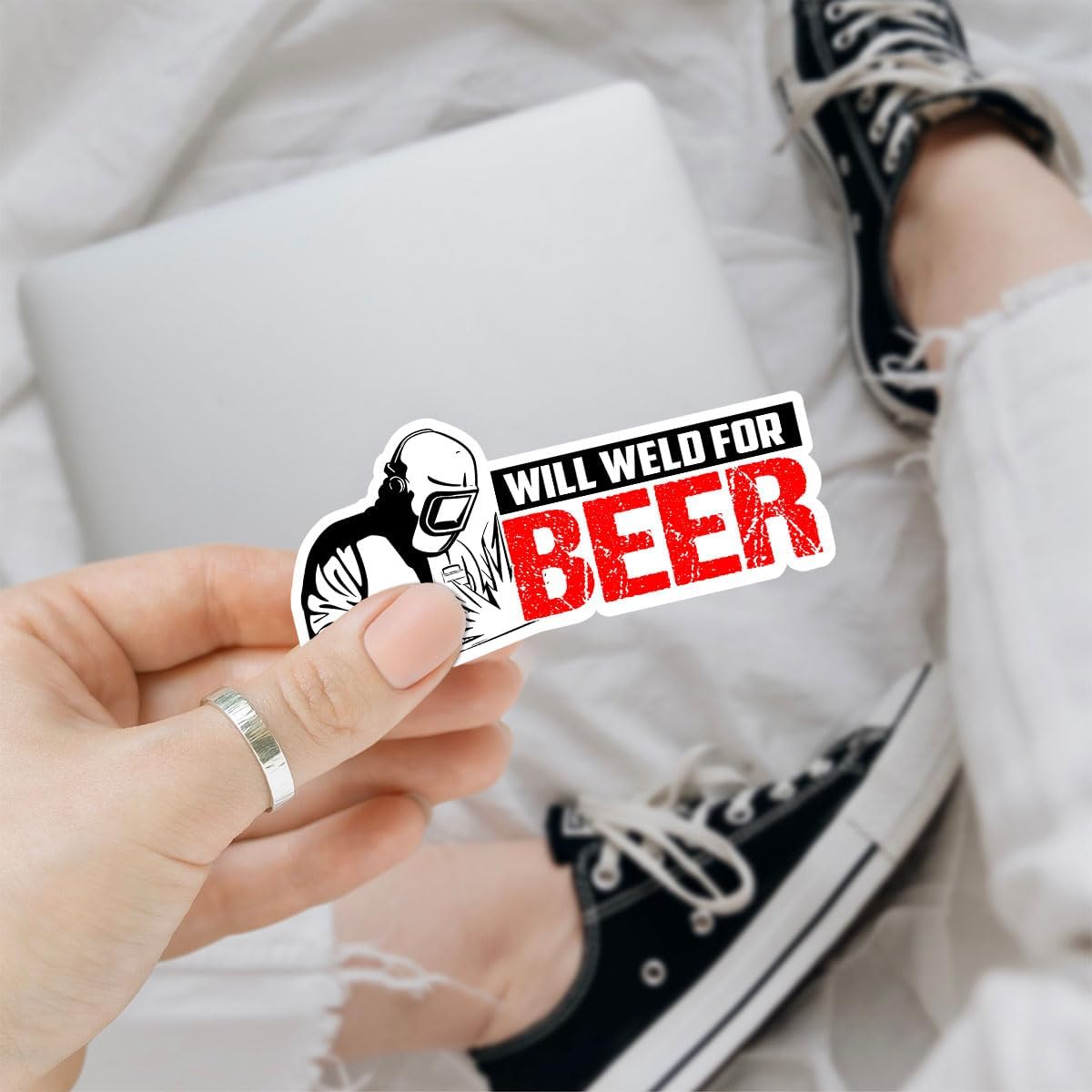 (3Pcs) Will Weld for Beer Sticker, Funny Welding Decals, Only Welders Sticker, Welding Mask Decal, Welder Sticker, Ironworker Decal - Stickers for Laptop Water Bottle Phone Car Window Helmet 3"