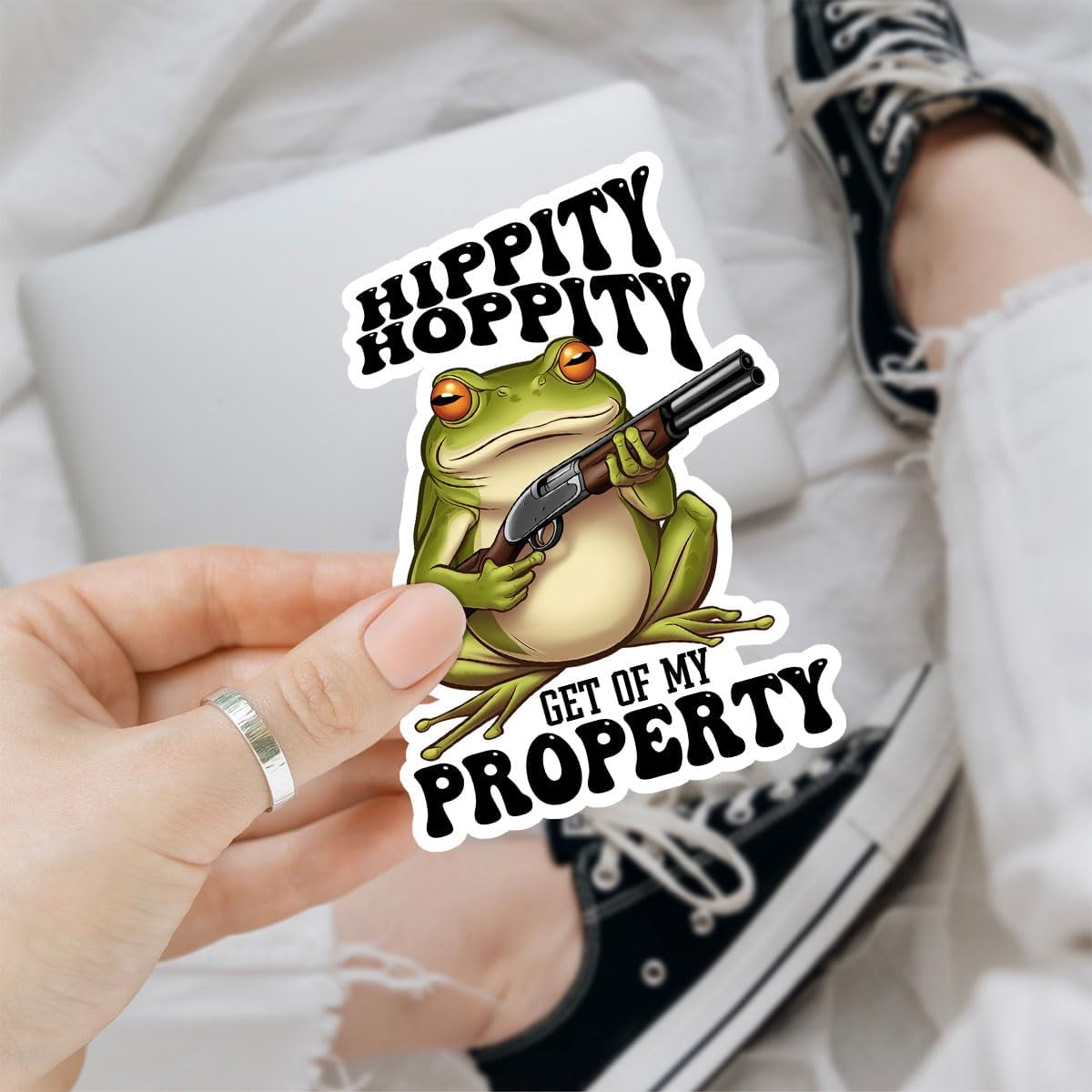 3 Pcs Hippity Hoppity Get of My Property Sticker; Funny Meme Stickers Frog Decal Waterproof Vinyl Stickers Adult; So No Head Sticker for Laptop Kindle Water Bottle Tumbler Phone Case 3"x3"