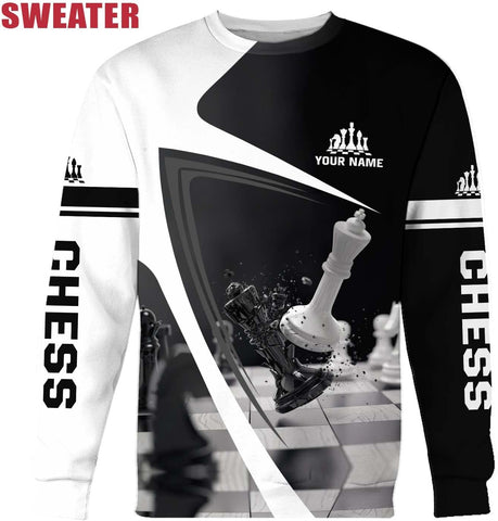 Leprints Personalized Chess 3D Shirt, Custom Name Chess 3D TShirt Hoodie Sweater for Men, Women, Chess Lover, USA Chess