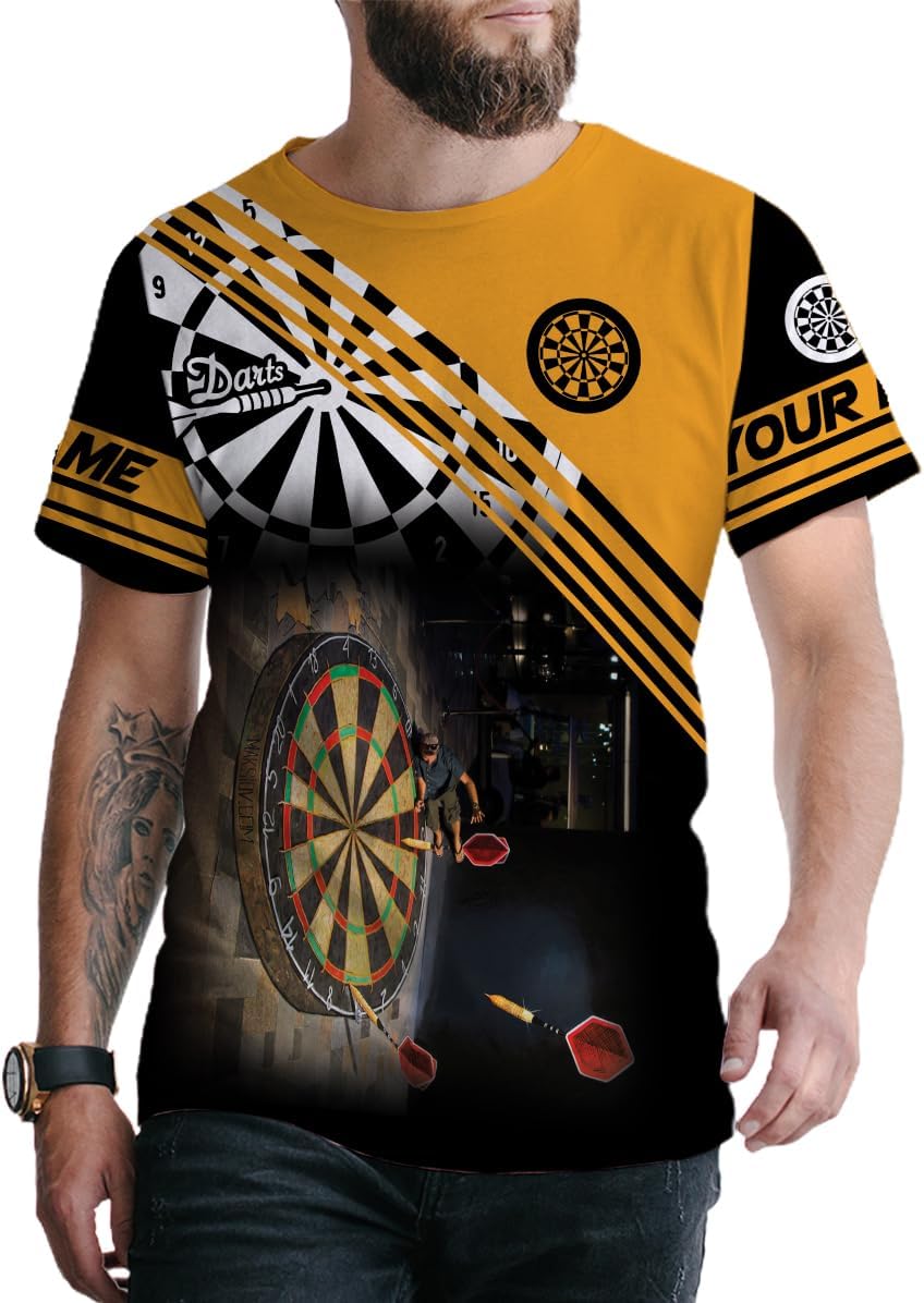 Personalized Name Dart Shirts 3D, Custom Mens Dart Shirts, Dart Shirts for Teams, Funny Dart T-Shirts for Men and Women