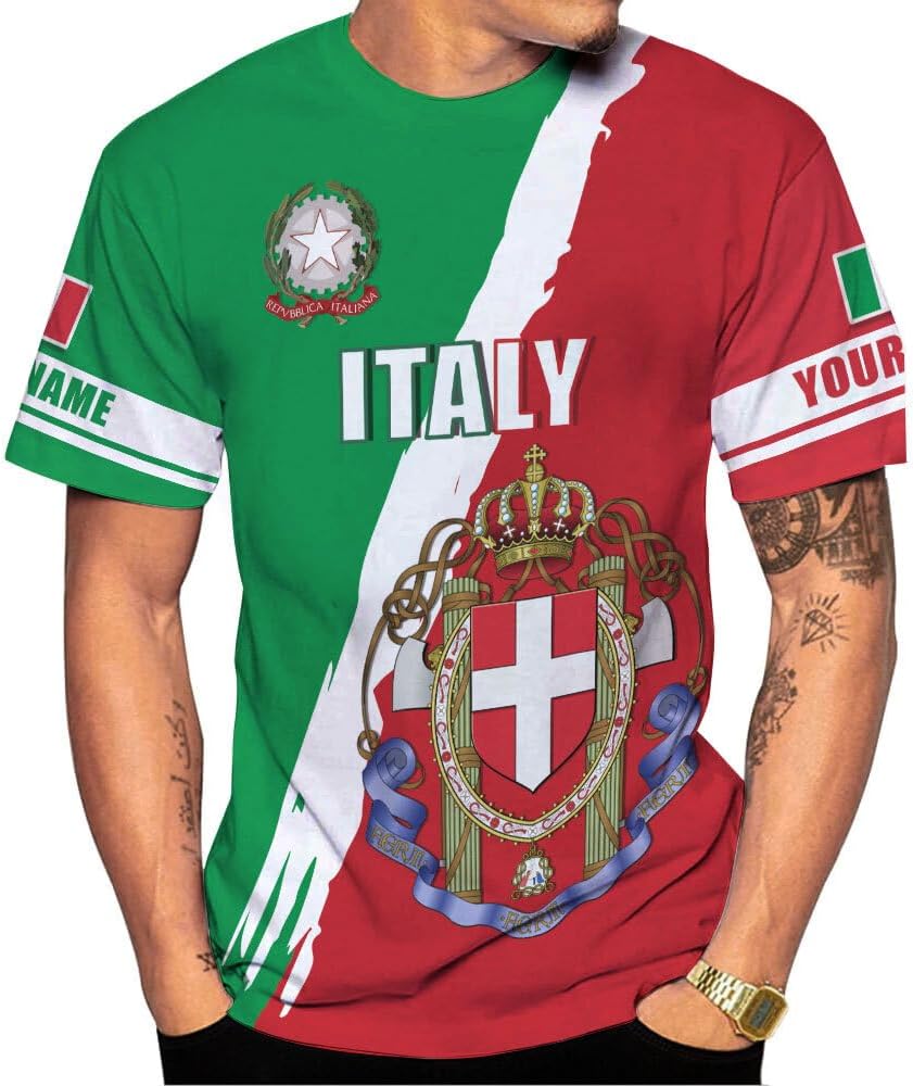 Artparel Personalized Italy Shirt 3D Italia Flag Shirt Italian Flag Shirts Italiano Shirt 3D Italian Shirt Flag for Men Women
