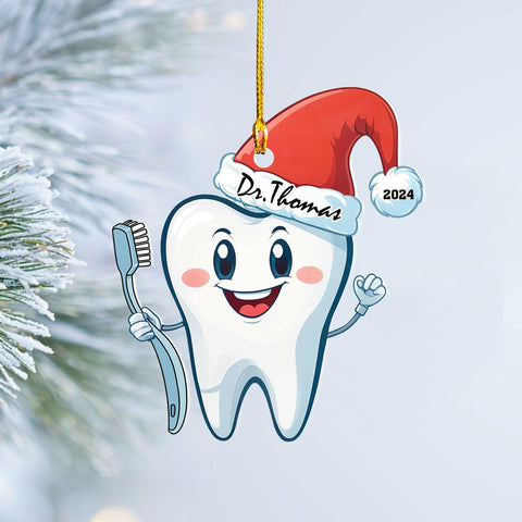 Brevnex Personalized Dentist Ornaments 2024,Dental Assistant Ornament, Dental Hygienist Ornament, Tooth Ornament, Dentist Acrylic 2D Flat Ornament, Healthcare Ornaments, Gift for Christmas (DT 6)