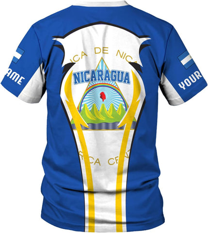 Mostprints Personalized Nicaragua Shirt 3D, Nicaragua Flag Shirts, Nicaraguan Camisas T-Shirt, Unisex Shirts for Men Women