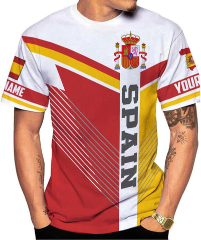 MoonArt Personalized Spain Shirt Custom Spain Espana Flag Shirts for Men and Women, Spain Spanish Pride