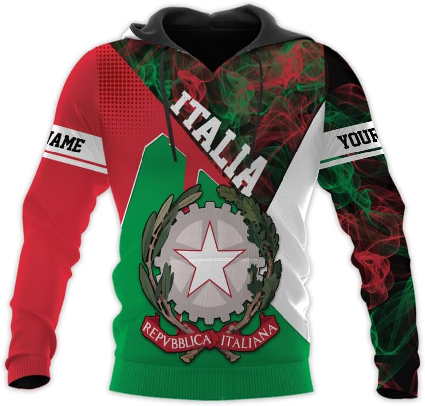 Ligthuy Personalized Name Italy Shirt 3D, Custom Italian Shirt Flag for Men and Women, Italia Shirt Soccer Unisex Size
