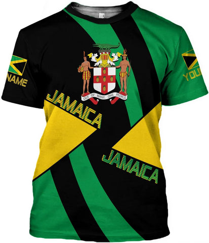 Ligthuy Personalized Jamaica Shirt 3D, Custom Jamaica Flag Lion Shirt for Men and Women, Jamaican Pride T-Shirt Unisex