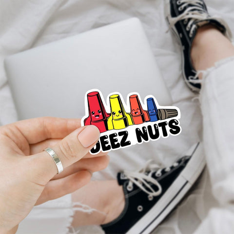 3 Pcs Deez Nuts Sticker, Deez Nuts Decal, Deez Nuts Gifts Deez Nutz Journeyman Hardhat Lineman Mechanic Tool Box Welding Construction Man Stickers for Laptop Phone Watter Bottle Car Helmet 5"x5"