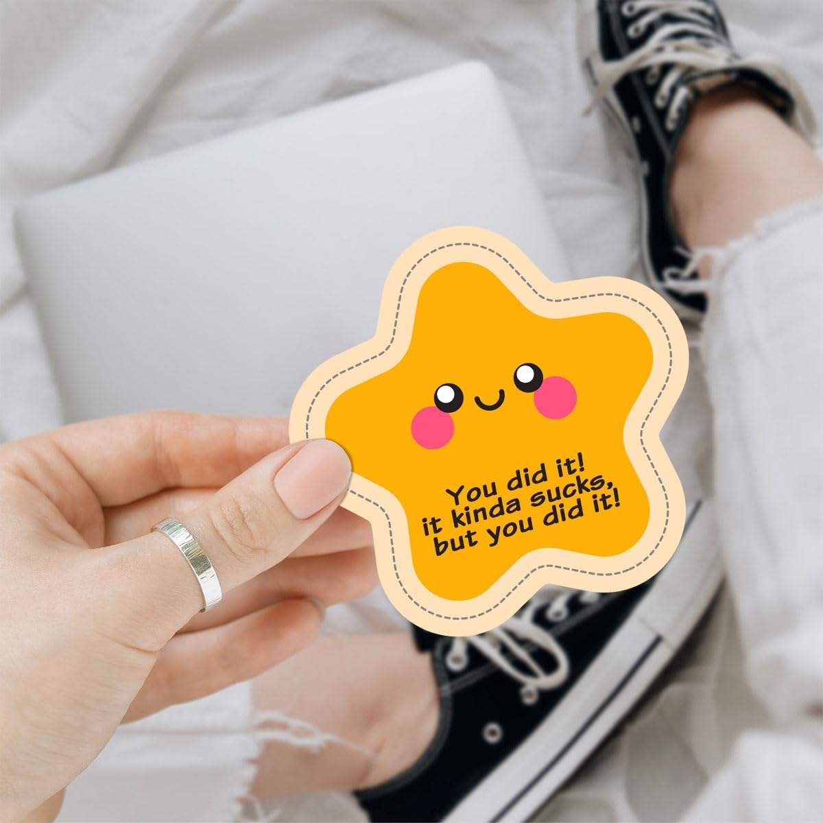 (3pcs) Gold Star Sticker. You Did It, It Kinda Sucks but You Did It Sticker, Star Meme Sticker, You Did It Sticker Die-Cut Waterproof Vinyl Sticker Laptop Water Bottle Window Phone Helmet