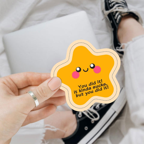 (3pcs) Gold Star Sticker. You Did It, It Kinda Sucks but You Did It Sticker, Star Meme Sticker, You Did It Sticker Die-Cut Waterproof Vinyl Sticker Laptop Water Bottle Window Phone Helmet