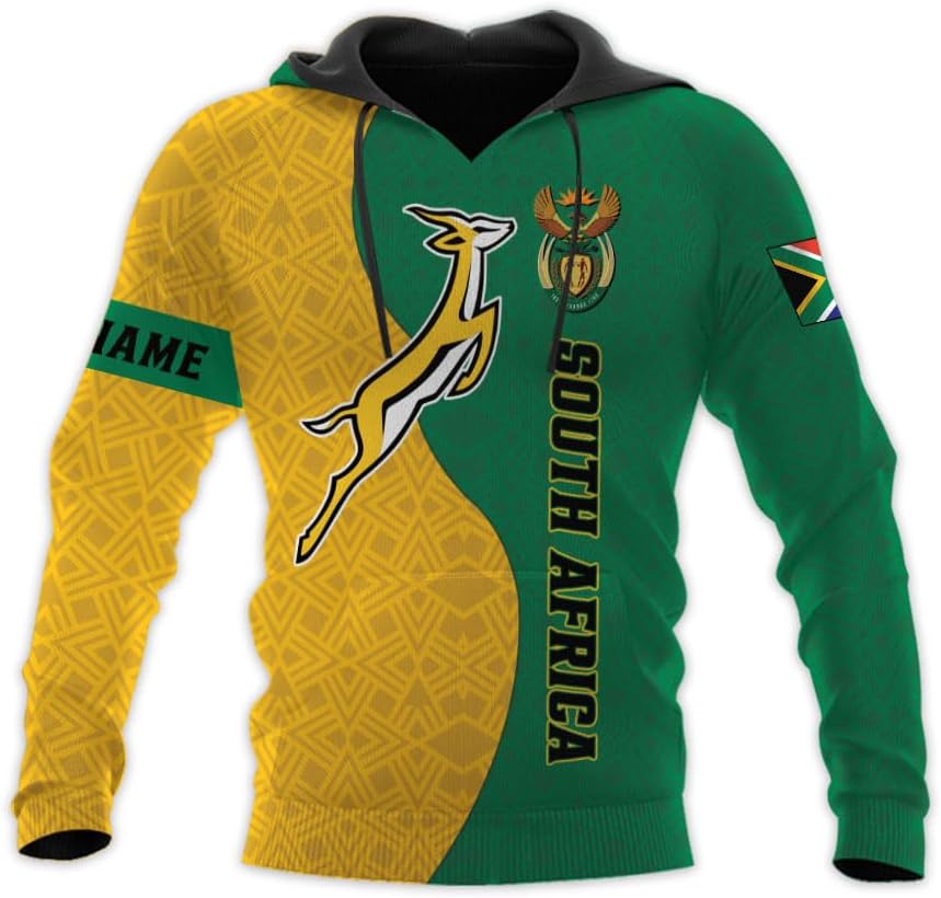 Leprints Personalized South Africa 3D Hoodie, African Pride Zip Hoodie, South Africa African Flag National Sweatshirt