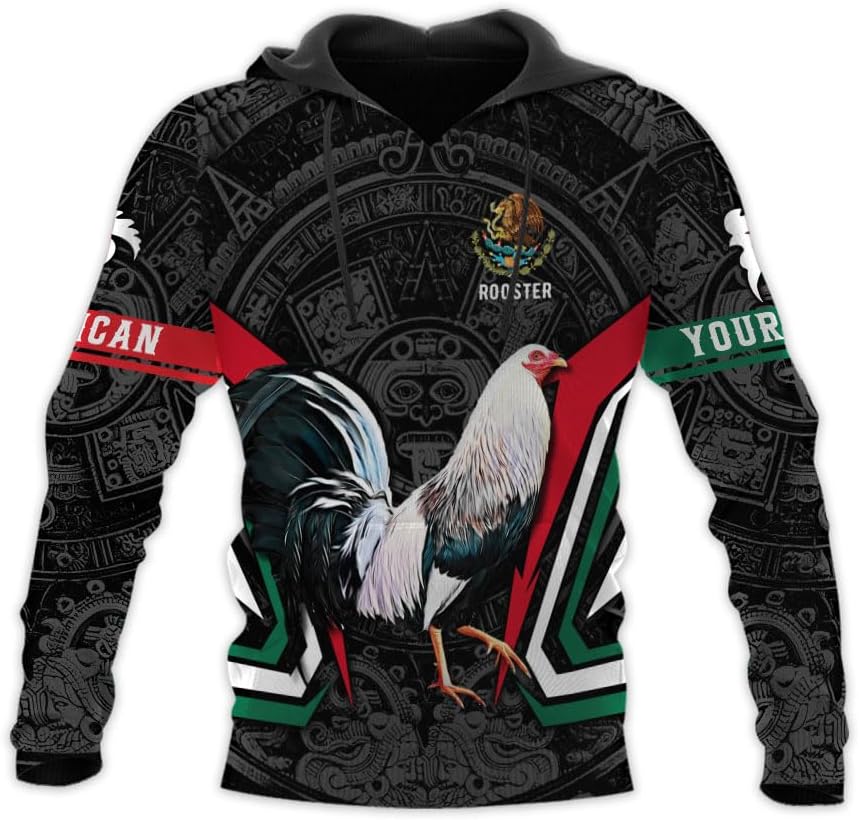 Woseprints Personalized Name Mexican Shirts for Men, Rooster Mexico Shirts for Men, Mexico Shirt Eagle Flag Mexican Eagle