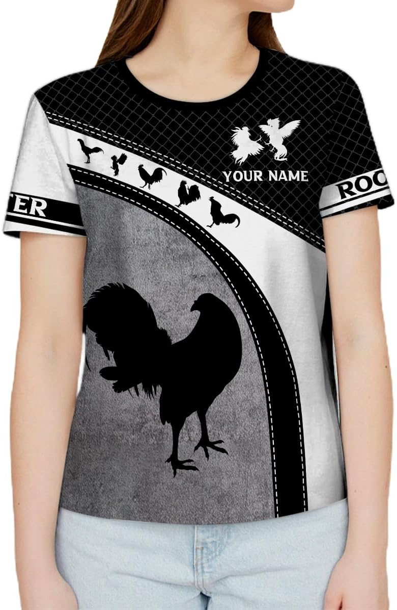 Mostefy Personalized Name Rooster Shirt 3D, Rooster Shirts for Men, Chicken Tshirts Shirts for Women, Funny Chicken Shirts