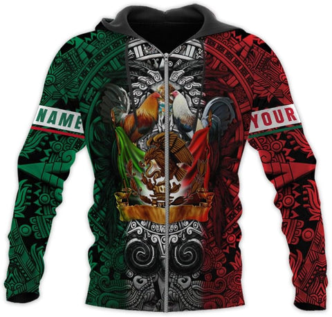 Woseprints Personalized Name Mexican Shirts for Men, Rooster Mexico Shirts for Men, Mexico Shirt Eagle Flag Mexican Eagle