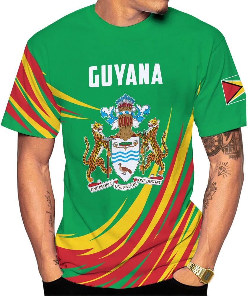 Artparel Personalized Guyana 3D Guyana Flag Shirt - Unisex Adults - Green - Short Sleeves - 5X-Small-Large