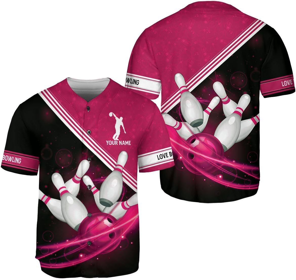 mostprints Personalized Bowling Baseball Jersey Custom Bowling Shirts Bowling Gift Bowling Jersey Bowling Shirt Men Womens