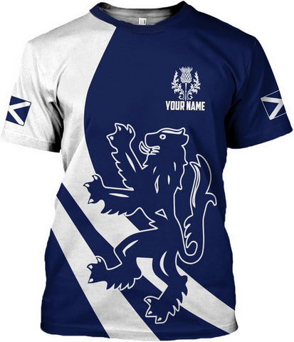Custom Scotland Shirts for Men Scottish Rampant Lion Scotland Coat of Arms Banner T-Shirt Lion Scottish Pride Gift Shirts 3D