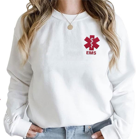 Brevnex Custom EMT EMS Embroidered Sweatshirt Paramedic Hoodie Emergency Medical Technician Uniform T-Shirts for Men Women