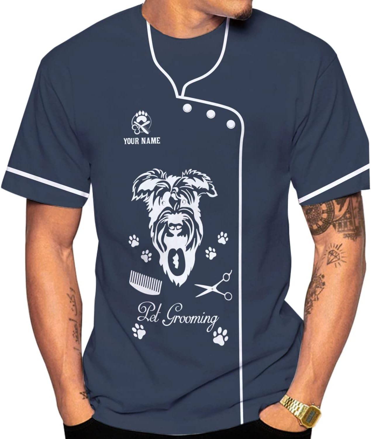 RoyalBro Personalized Dog Groomer Shirt Custom Dog Cat Grooming Stylish Shirts Groomers Tshirts Groomer Tshirt Men & Women (Style 8) Multicolor