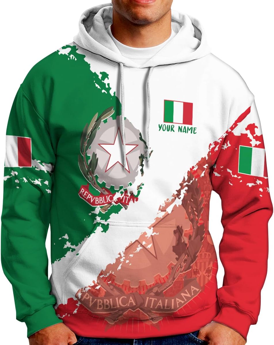 Ligthuy Personalized Name Italy Shirt 3D, Custom Italian Shirt Flag for Men and Women, Italia Shirt Soccer Unisex Size